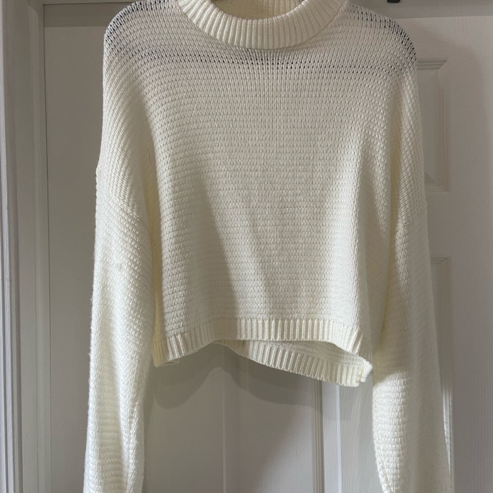 Express white crop sweater